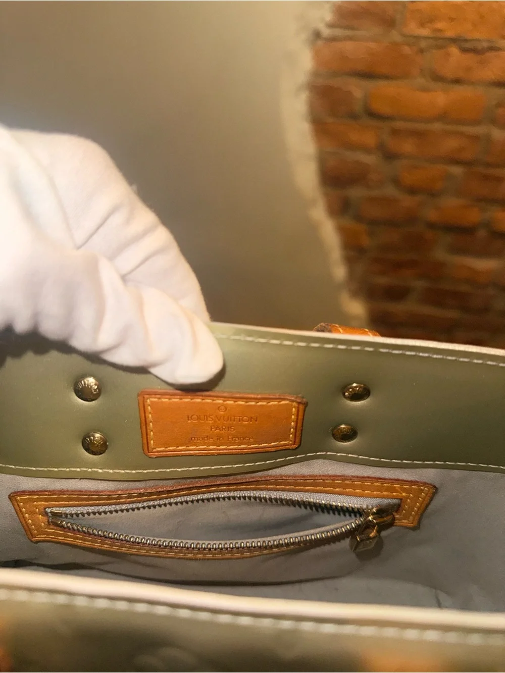 Louis Vuitton Monogram Vernis Reade PM Tote Sage Green Gris Vert